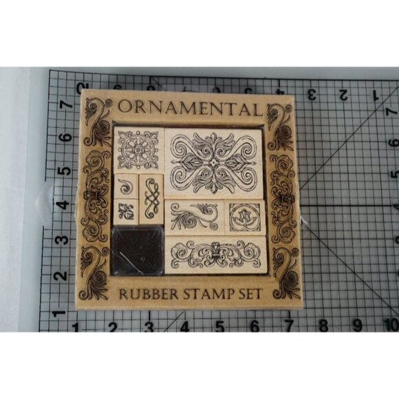 NEW!! All Night Media Woodblock Rubber Stamp Set #2403r Ornamental - Picture 1 of 4
